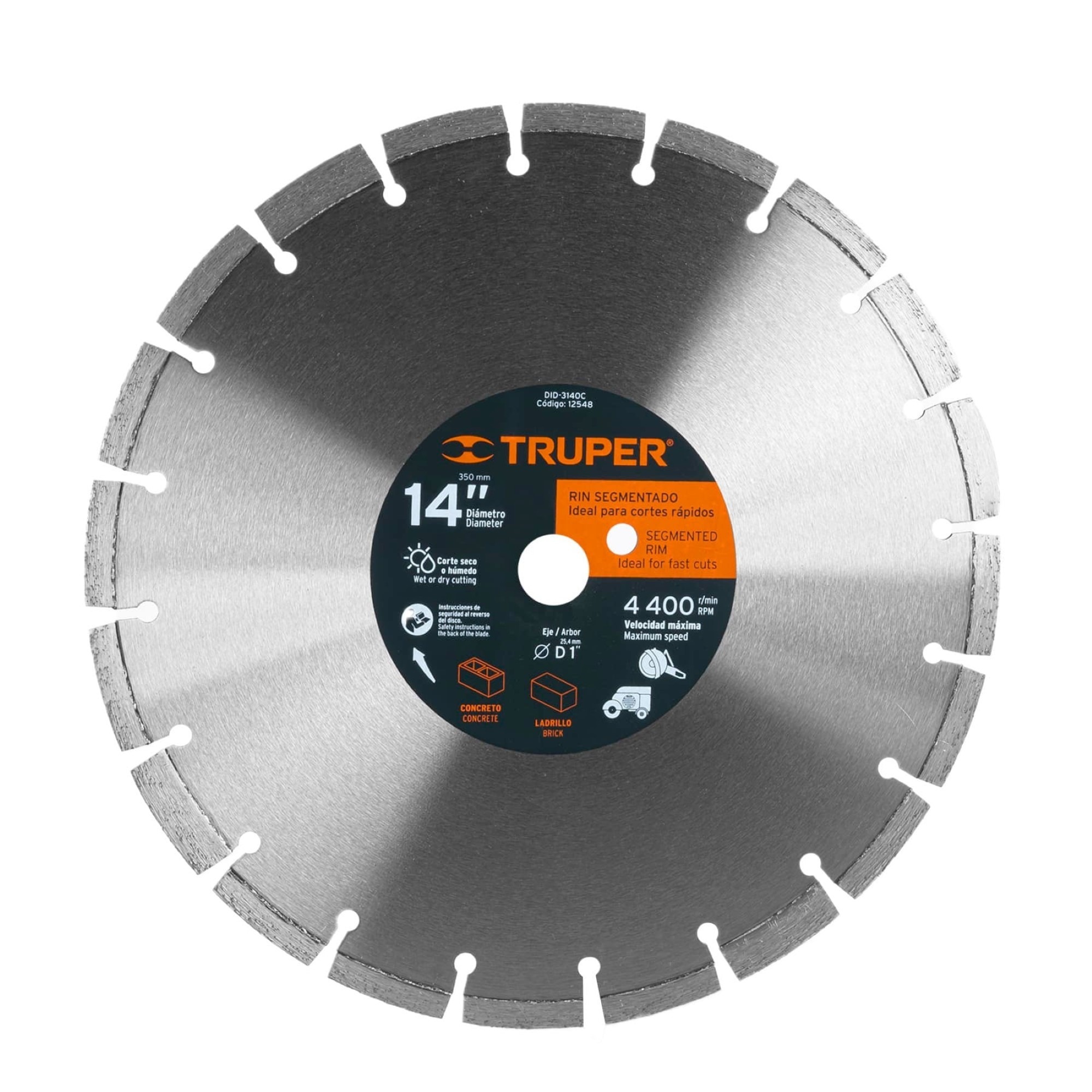 Disco Diamantado 14" Cortadora De Piso Ladrillo y Concreto